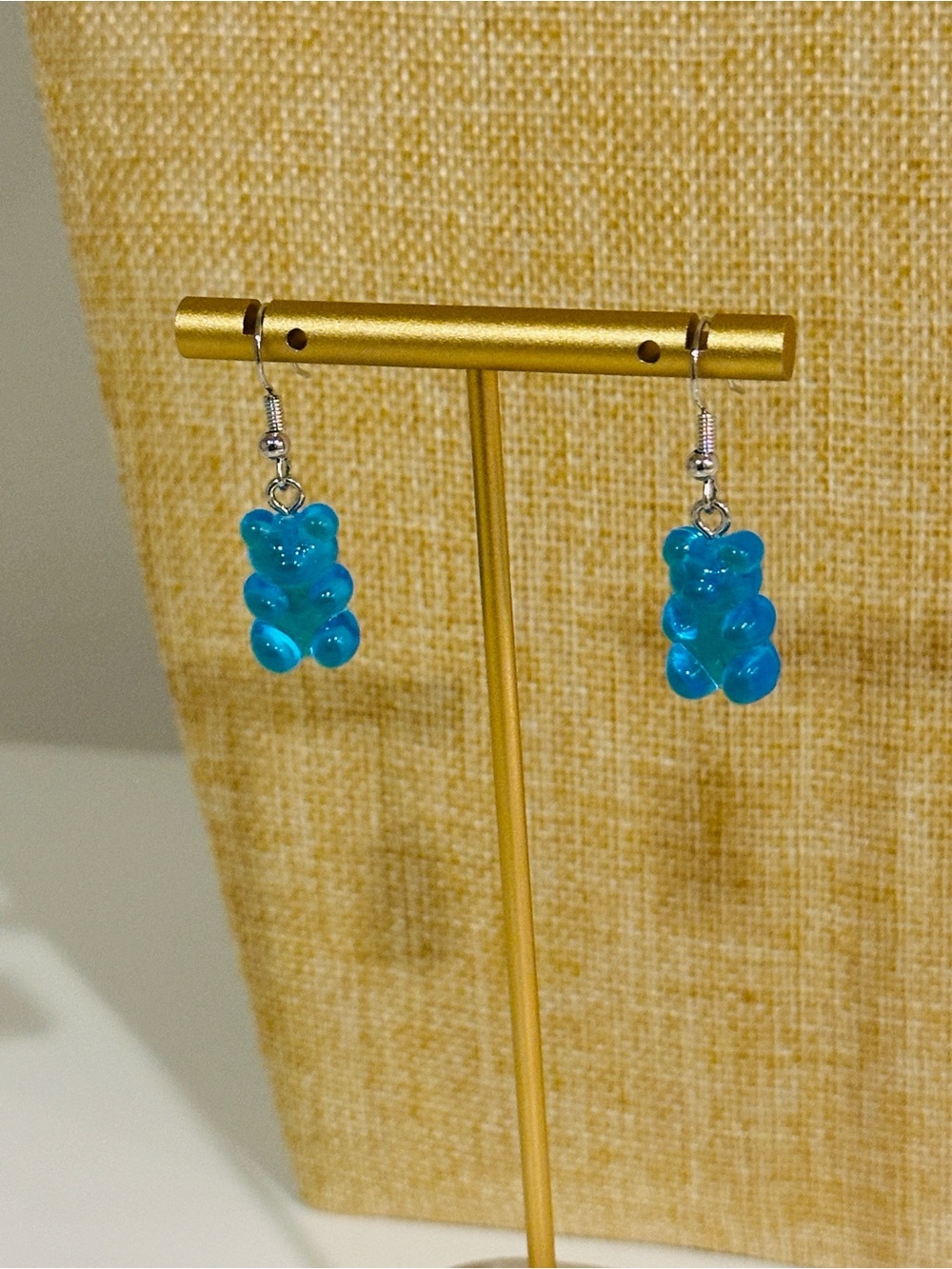 Fashion Jewelry Bright Blue Gummy Bear Dangle Earrings